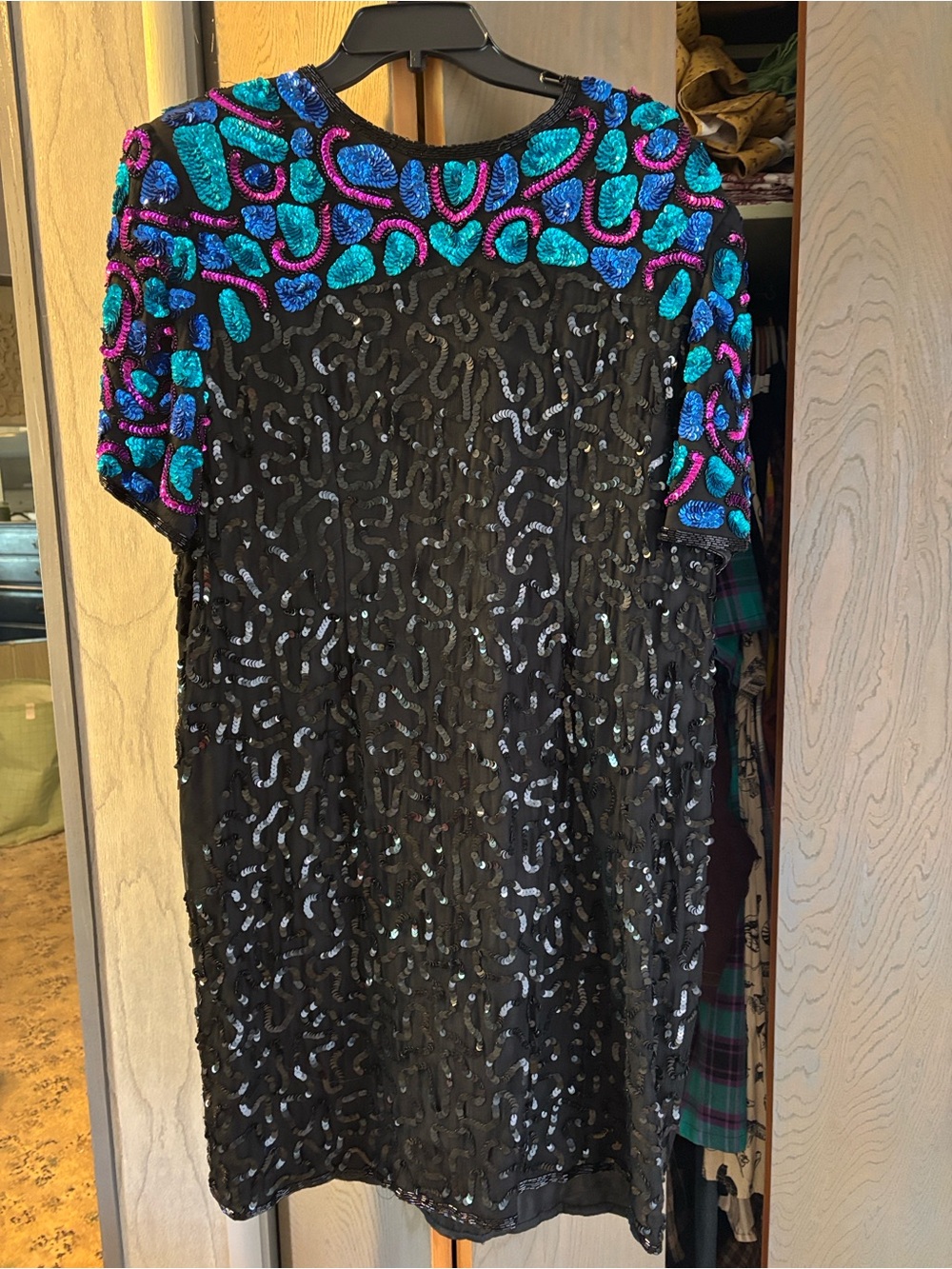 Vintage Laurence Kazar Dress 80s Glam Sequin Beaded Silk Golden Girls